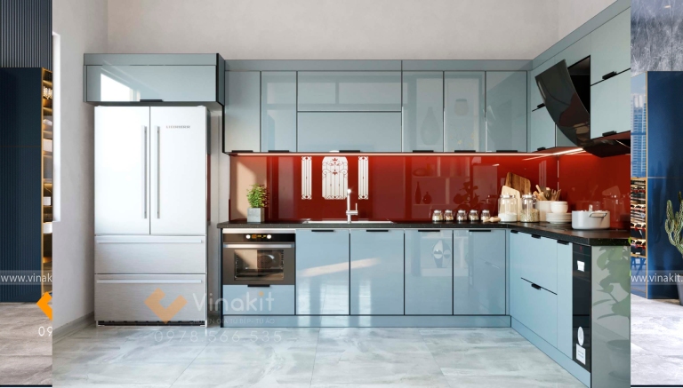 Tủ bếp inox cánh kính