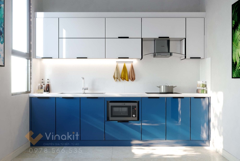 Tủ bếp inox cánh kính