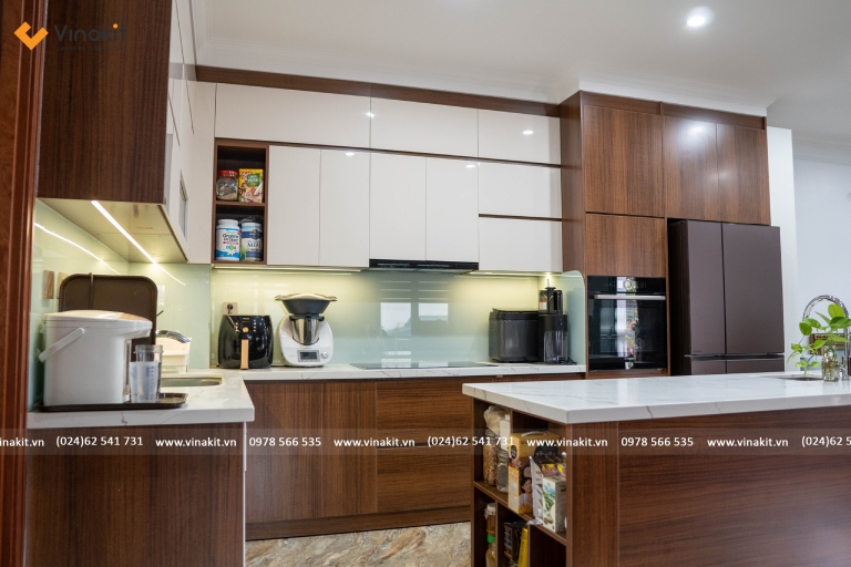 tủ bếp inox gỗ công nghiệp