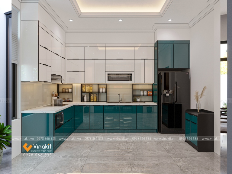 Tủ bếp inox cánh kính