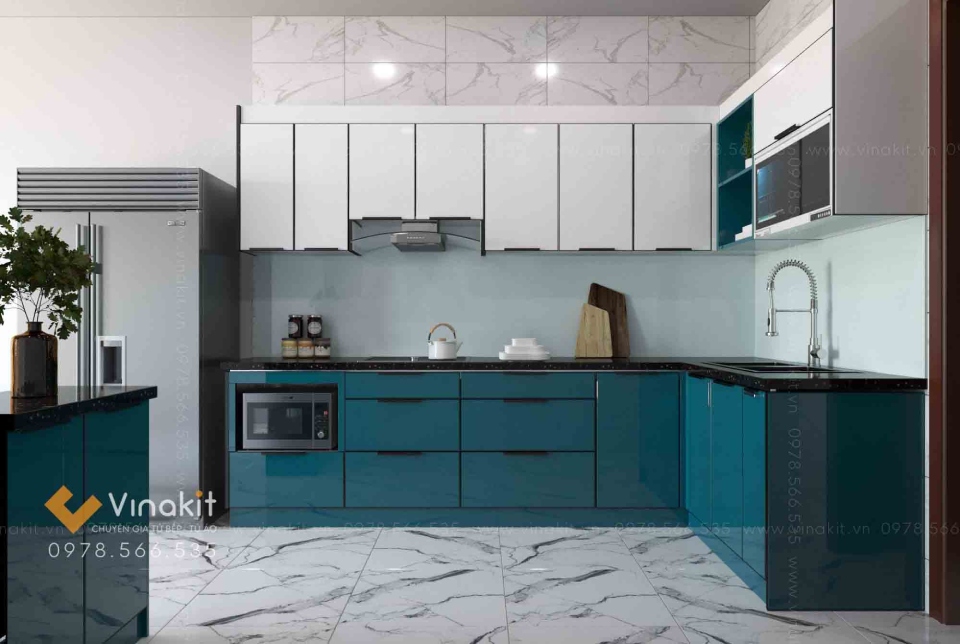 tủ bếp inox chữ L
