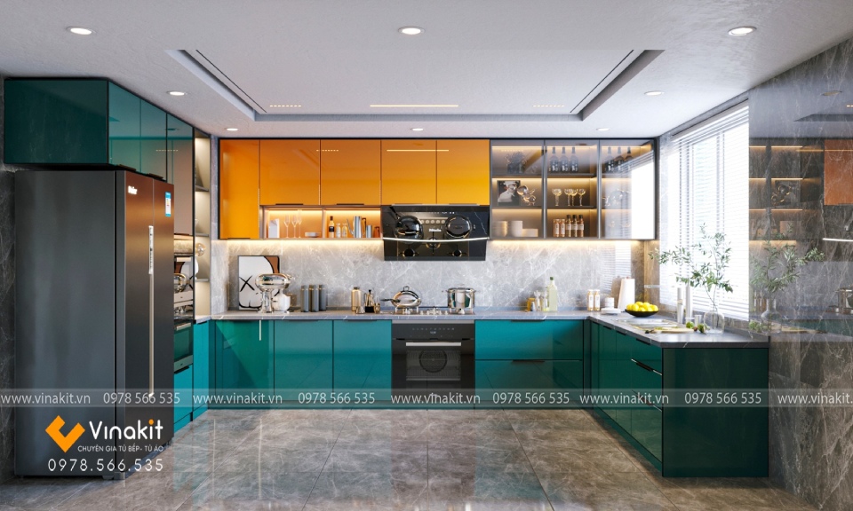 Tủ bếp inox kịch trần